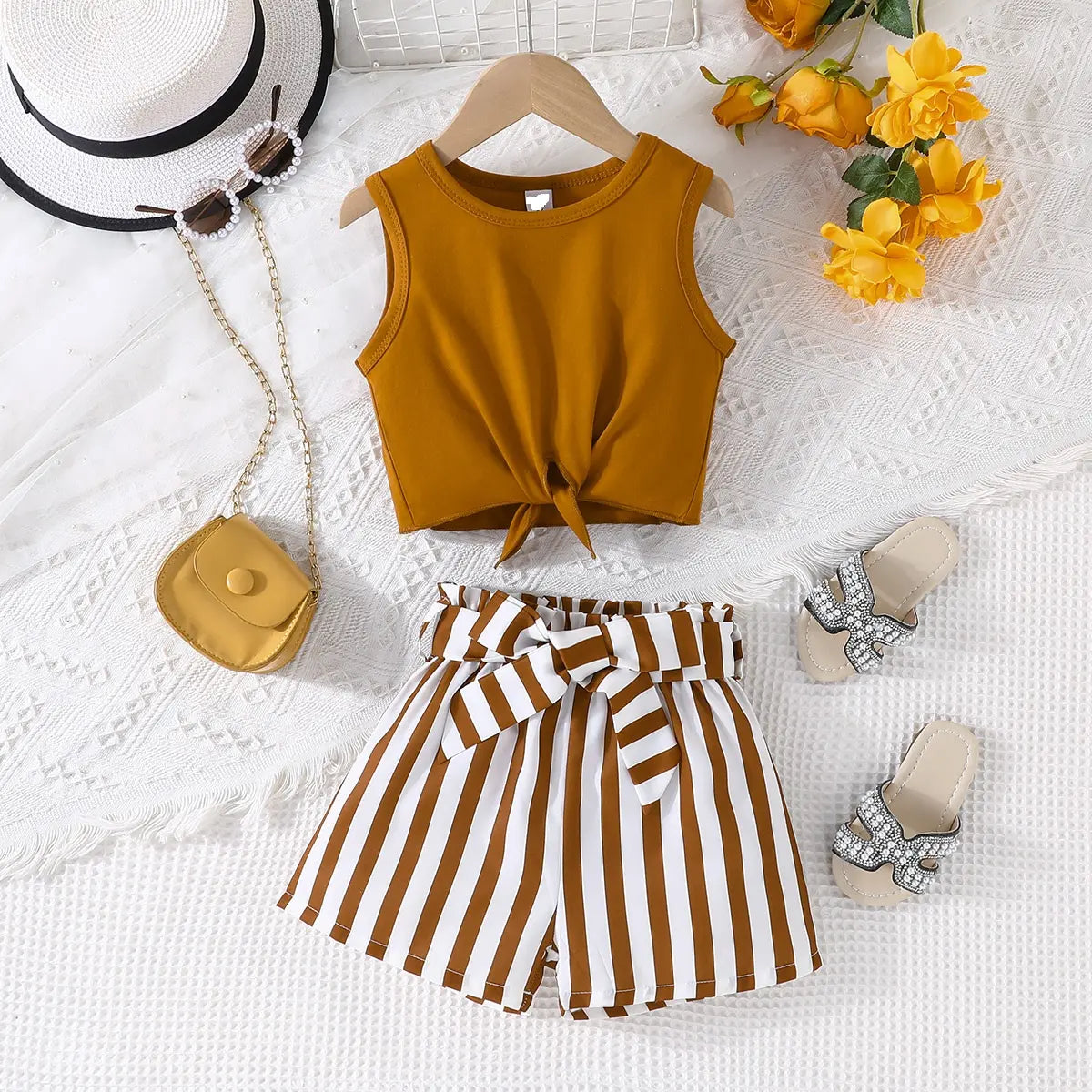 トップス son and daughter setup Girls 2pcs Tank Top and Stripe set – KAYZEN