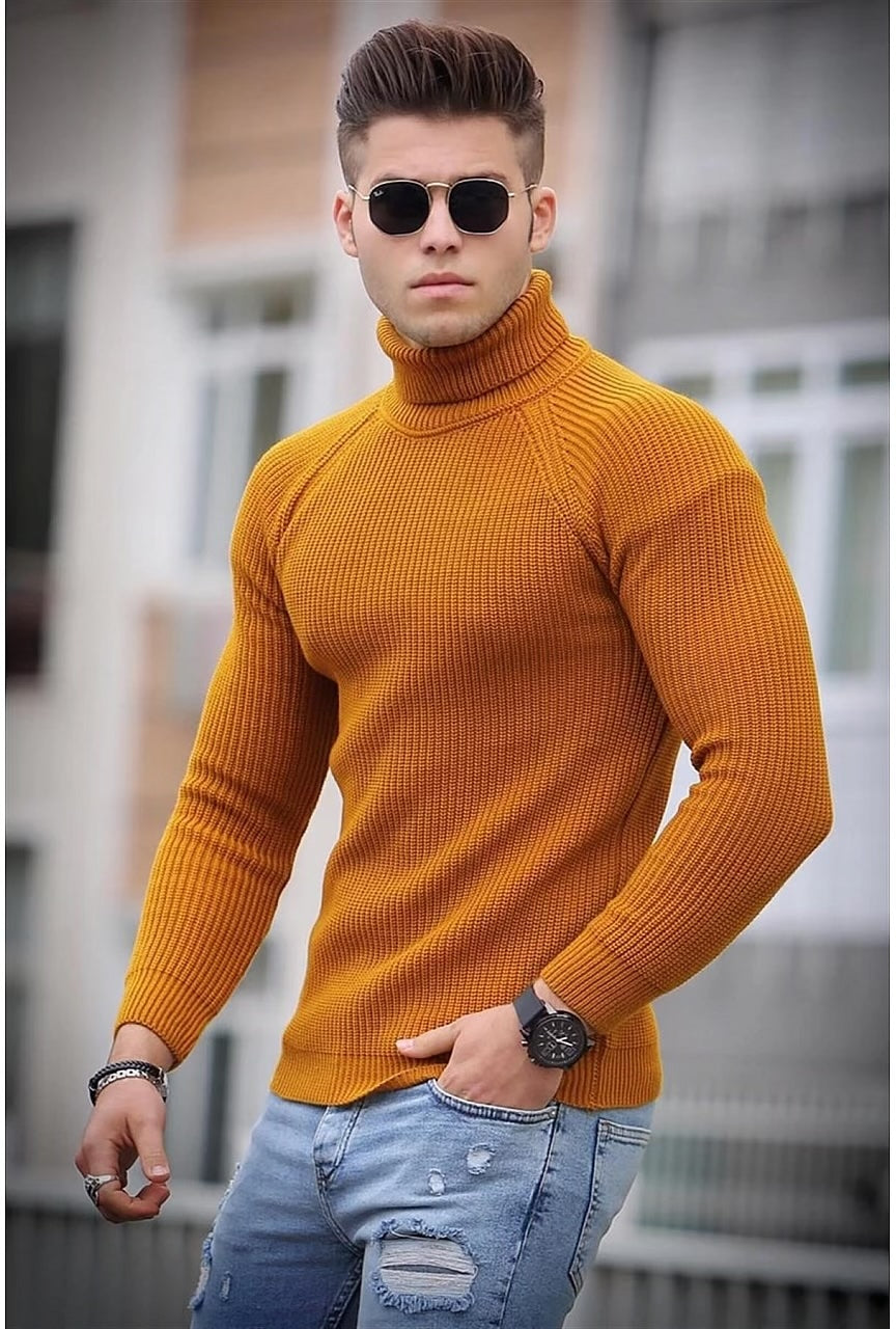 Men Mustard Turtleneck