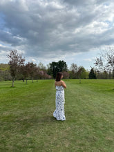 Load image into Gallery viewer, White and Navy Blue Strapless Dress
