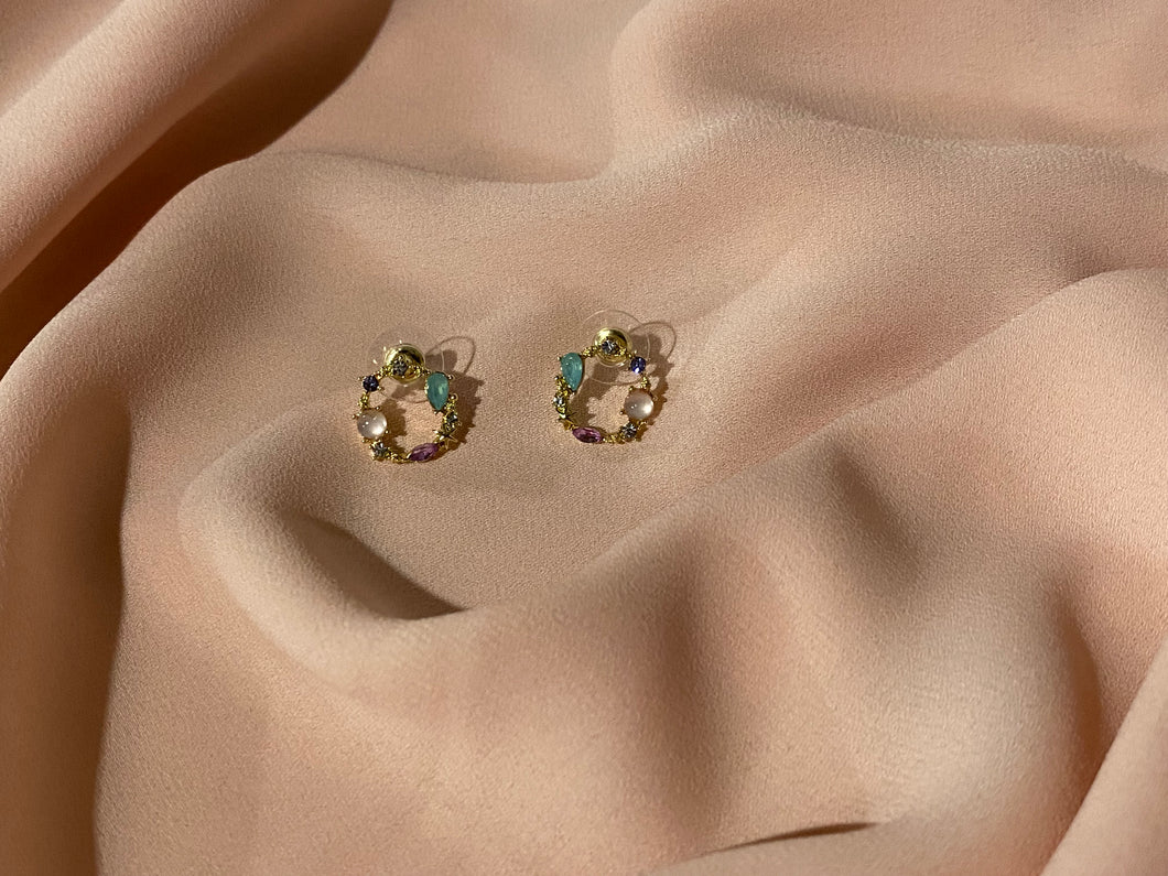 Small Circle Aqua Earrings