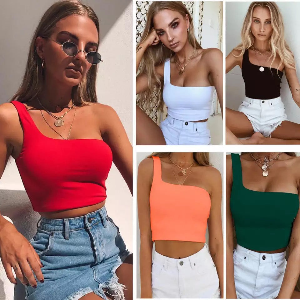 One Shoulder Crop Top